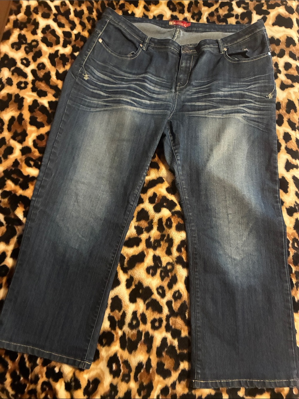 Apple Bottoms Dark Blue Bootcut Jeans with Whisker Detailing